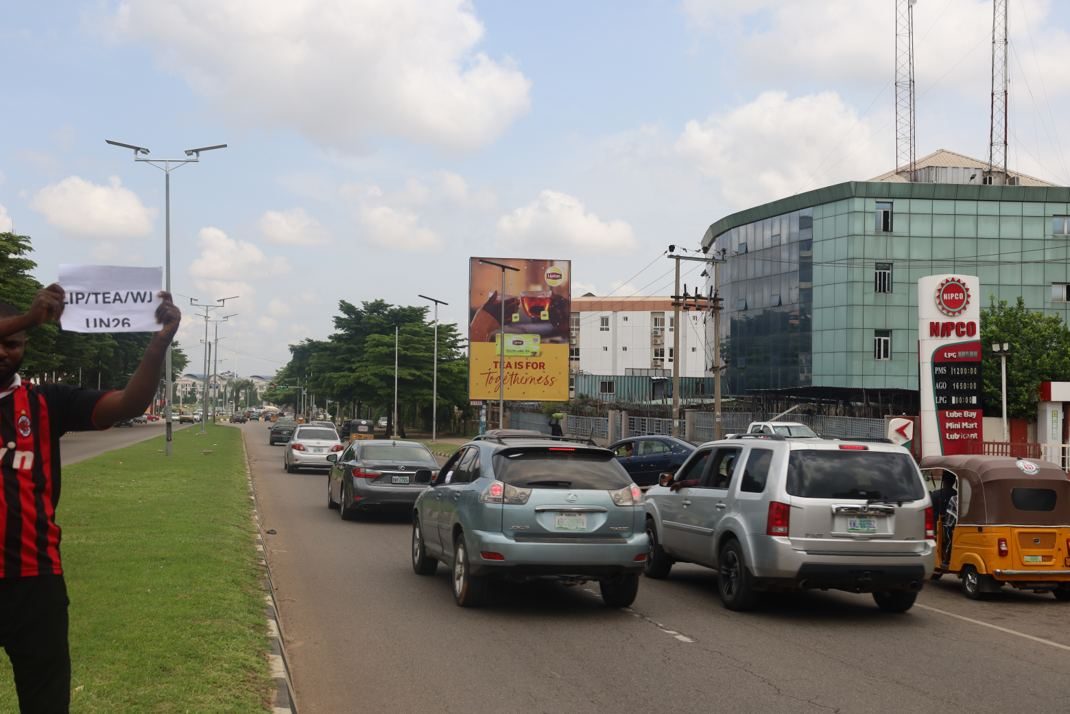 Portrait billboard at Along Shafa Filling Station, Jabi, Abuja